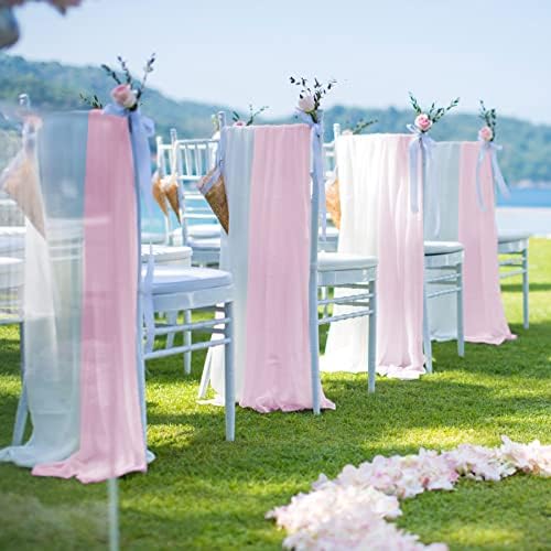 Vjenčani luk draping tkanina, 2 ploče Bijela + ružičasta plafonska zavjesa za zavjesu za svadbene svadbene ceremonije svadbe Party Party Proslava Backdrop Dekoracija