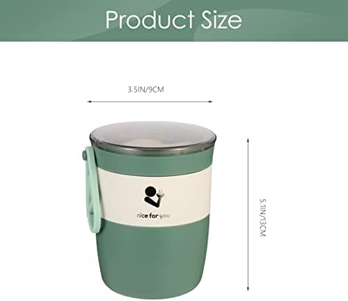 Luxshiny Deli kontejneri 1 Set izolovana posuda za hranu od nerđajućeg čelika sa kašikom termalna šolja za supu za toplu hranu kutija za ručak za decu i odrasle 580ml Green Crunch šolja prenosiva šolja za žitarice