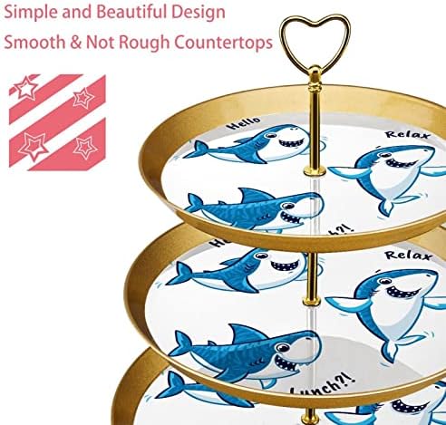 3 resied stalak za desert Cupcake Voće ploča Plastična služba za prikaz za prikaz za vjenčanje za rođendan Baby Tuš Čaj ukrasi okruglih, tri morskog psa