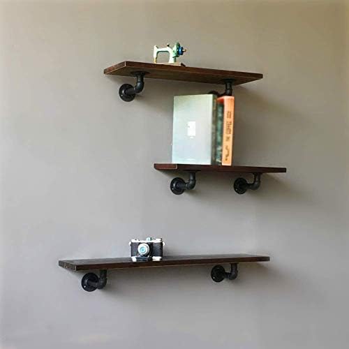 PIBM stilski jednostavno sjedina zida montirana plutajući nosač polica retro vode metala od punog drveta police s blica-om kupaonica kuhinja, 7 veličina, a, 60x20cm