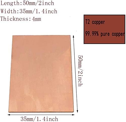 YUESFZ čista Cu bakrena ploča bakarni lim T2 metalni lim bakarna folija za hlađenje industrijski materijali 35 50 4mm Mesingana ploča