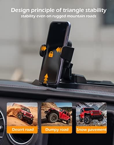 Litmiracle Holder sa kućištem za pohranu kompatibilni Jeep Wrangler Jl, telefon telefon, crtica nosač za nosač telefona Kompatibilan sa Wrangler 2018-2023 JL JLU & GLADIATOR JT 2020+