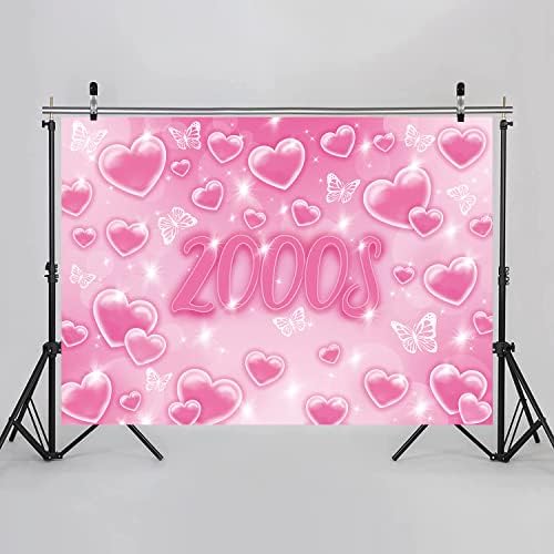 Početkom 2000-ih Photo Backdrop 7x5FT Y2k Pink Glitter Love Heart Backdrop dekoracija za djevojčice Rani modni