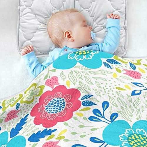Swaddle pokrivač plavi cvjetni listovi pamučni pokrivač za dojenčad, primanje pokrivača, lagana mekana pokrivačica