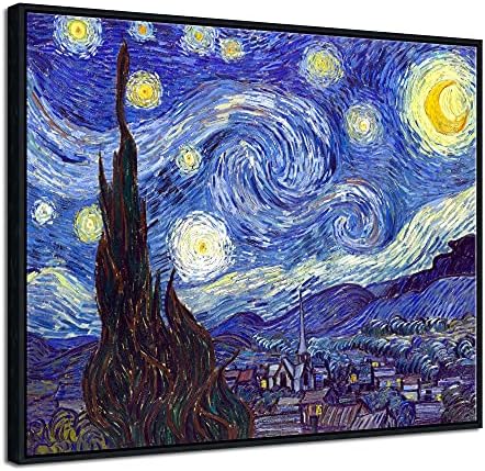 Pyradecor Velika crna uokvirena Zvjezdana noć Van Gogh uljane slike reprodukcija platno štampa apstraktne