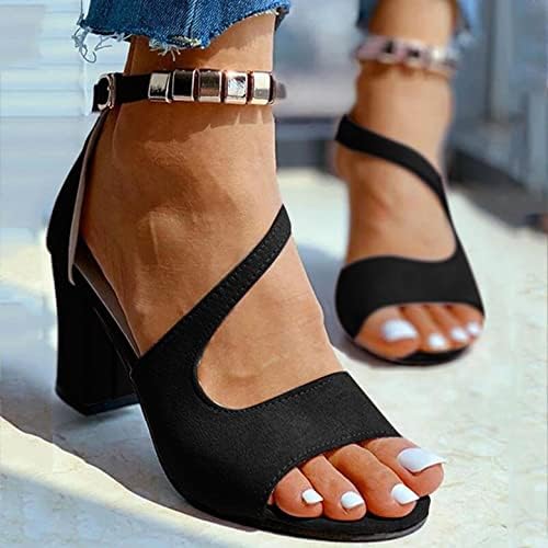 Sandale za žene za žene za žene, žene debele pete sandale za gležnjeve sandale otvaraju na prste visoke petevne ležerne cipele