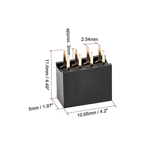 Uxcell ravno zaglavlje 8p 2 reda 2.54 mm Pitch bakar Pin za prototip Crna 40kom