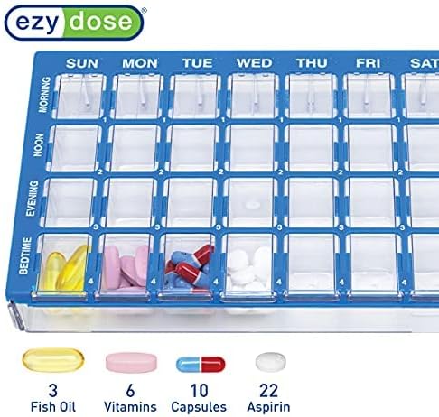 EZY DOSE 2 pakovanja Pharmadose 7-dnevna pilula, lijek, kutija za organizatore vitamina sedmično, 4 puta