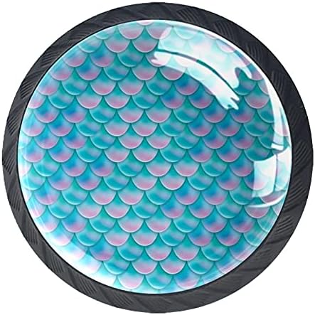 Lagerery dugmad za fioke za dečake plava Mermaid skala komoda dugmad za decu kristalno staklo dugmad za ormare 4kom Print okrugla dugmad za rasadnik dekorativna dugmad Multicolor 1.38×1.10 IN