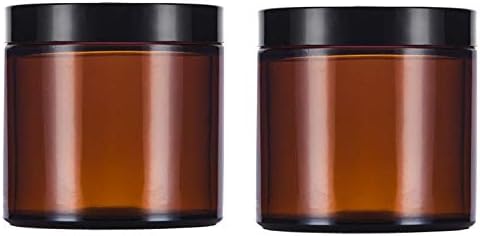 2oz 50ml Amber okrugla staklena boca sa crnim poklopcima i unutrašnjim oblogom posuda za lonac za šminke