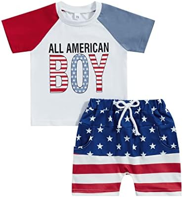 Pengght 4. jula Baby Boy Outfit Pismo Ispis Majica Top American Flag Ispisane kratke hlače Postavi dnevnu