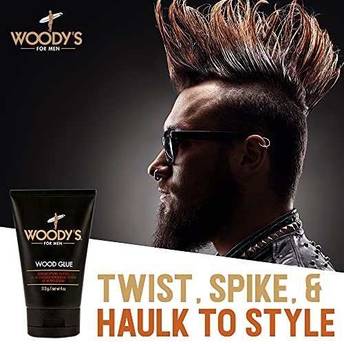 Woody's wood Glue Extreme Styling Gel za muškarce, intenzivno dugotrajno držanje bez ljuštenja, brzo sušenje, zadržava vlagu, pogodno za sve tipove kose i frizure, pakovanje od 4 oz - 2