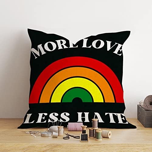 Više ljubavi Manje mržnje Jastuk Jastuk Valentinovo Jastuk Case Rainbow Jednakost Lezbijka Gay LGBTQ Cushion