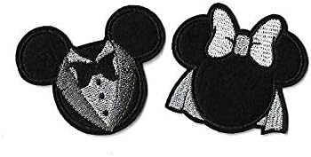 Mickey Minnie vezeno željezo na Applique Patch - Groom Bride - Vjenčanje - 2pc - za šešire, majice, cipele, traperice,