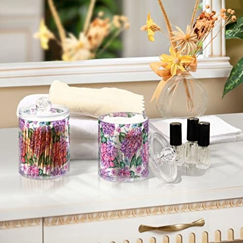 Alaza 2 Pack Qtip Držač dispenzer svježe ljubičaste hidrangea cvijeće Kupatilo Organizator za pamučne kuglice