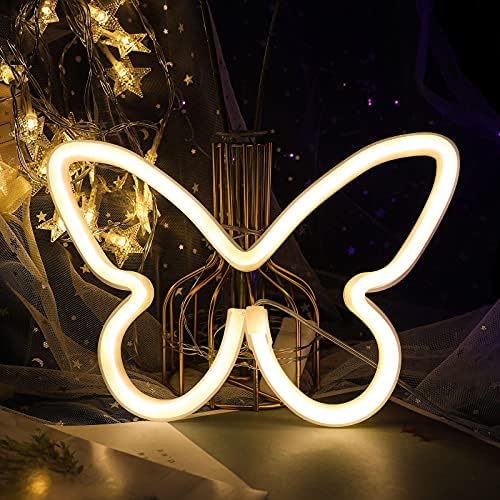 ENUOLI leptir Neonski natpisi topla bijela LED leptir neonska svjetla Powered by 3-AA baterija