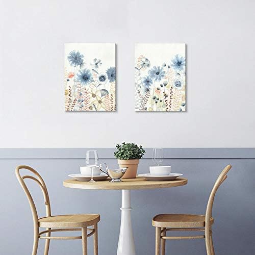 UTOP-art apstraktna slika cvijeća zidna Umjetnost: moderna plava cvjetna prozirna akvarelna umjetnička djela