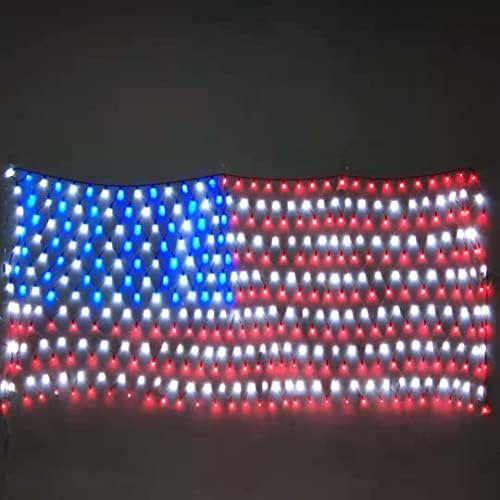 Vanjski ukrasi 4. jula prozorska svjetla za zavjese LED neto svjetlo američka zastava, crveno bijela i plava