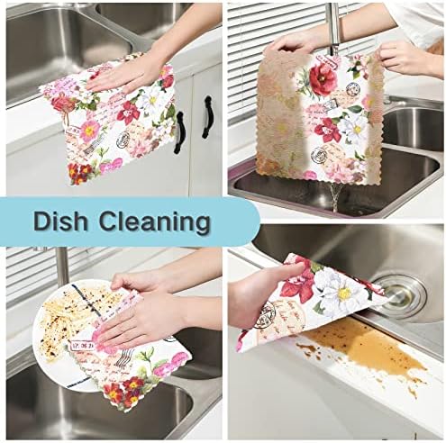Sinestour Cvijeće Poštanske marke Kuhinjske posuđe Postavite ručnike za pranje posuđa Apsorfantne krpe za čišćenje posuđa za čišćenje kuhinje Obrišite