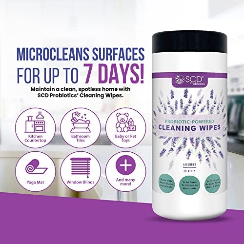 Probiotičke čišćenje sa esencijalnim uljem od lavande, mikrokleane površine za do 7 dana, kućne kompostable i biorazgradive, sve prirodne multi površinske maramice sa SCD probioticima, 180 listova