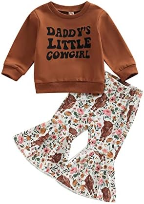 Toddler Baby Girls Krave print zvona odijela Duge dugih rukava vrhovi TOP-ovi Cowgirl 2pcs