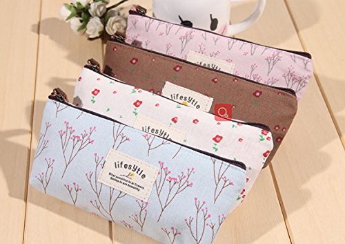Onwon 4 komada torba za šminkanje/putna kozmetička torbica torbica platno Countryside Flower Floral Printing Pencil & amp; futrole za olovke