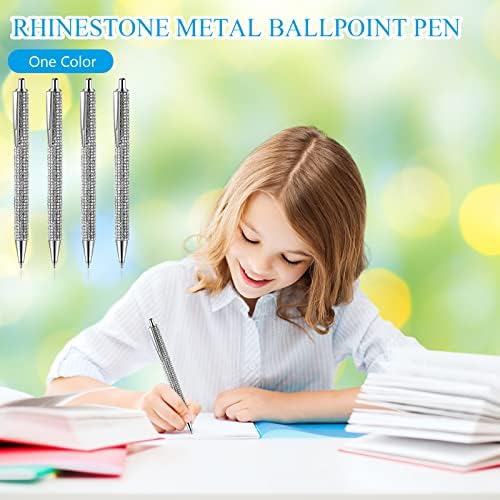 Jeyiour 8 kom Bling olovka slatke dijamantske olovke vjenčani Rhinestones poklon srebrne metalne hemijske olovke Fancy svjetlucave kristalne olovke Uvlačiva Crna Tinta olovka za žene ured rođendan 0.7 mm