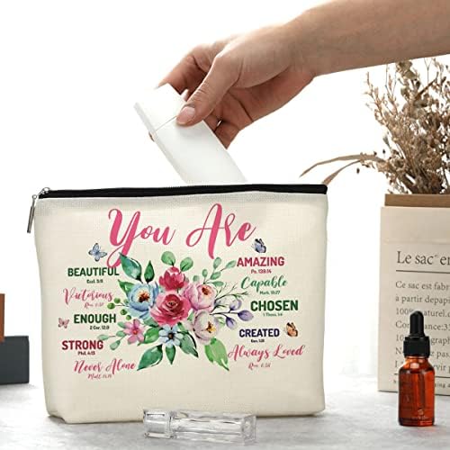 Decohim Inspirational Christian Gifts for Women makeup Bag Cosmetic Bag Inspiration Religious Gifts Idea For Women mama tetka Nurse Best Friend BFF Coworker Sister Birthday Friendship Christmas