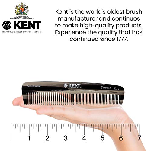 Kent R7TG grafitni džepni češalj za dvostruku zubnu kosu, mali fini / široki češalj za njegu kose, brade i brkova, za muškarce, žene i djecu. Testera i ručno polirana. Ručno rađeno u Engleskoj