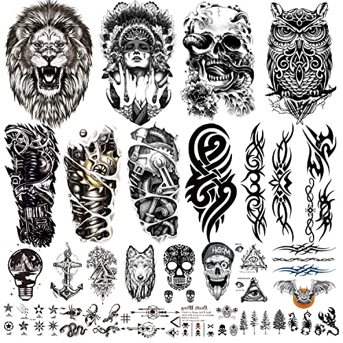LAFORTIS 26 listova Realistični vodootporni više veličina dugotrajne lažne tetovaže privremena tetovaža za muškarce Tinejdžeri dječaci na tijelu ruke prst
