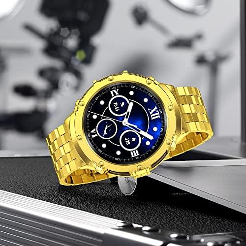 AMZNEW nehrđajući čelik Galaxy Watch 5 Pro bend s futrolom kompatibilan s Samsung Walt 5 Pro 45mm, rubni metalni