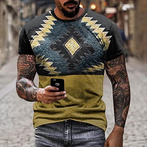 ZHDD vojnik majice kratkih rukava za mens, ljetna ulica 3D Aztec Boho grafički tee vrhovi retro mišića