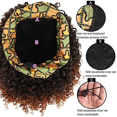 Aisaide Afro Kinky Curly perika traka za glavu perike za crne žene, kratka Ombre smeđa perika sa