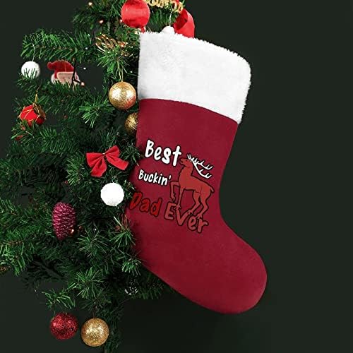 Najbolji kuckin tata ikad božićne čarape za čarape sa plišanim kaminom visi za Xmas Tree Decor Decor