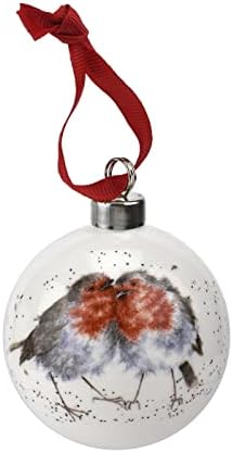 Royal Worcester Wrendale Designs viseći Ornament | Snuggled Together Bauble with Robin Motif / 2.6