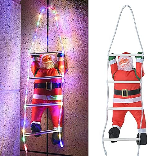 Yqyazl LED penjanje na ljestvama za uže Santa Claus igračka, Božićno penjanje LED Glow Ladder
