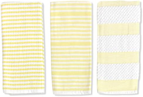 Prevelike bijele svijetlo žute kuhinjske ručnike: pamučna mekana apsorbirna asortimana Terry petlje, skup od 3 višenamjenska za svakodnevnu upotrebu