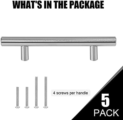 CZC home 5 pakovanje 6 inča vuče ručke od ladica od nehrđajućeg čelika, 4 ladica za crtanje rupa povlačenja