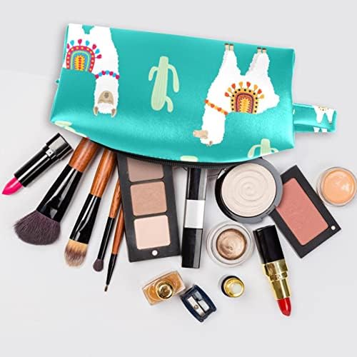 Tbouobt kozmetička torba za žene, torbe za šminke Sobidna toaletna torbica Travel Poklon, Llama Crtani kaktus
