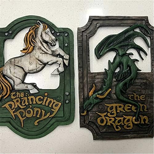Gospodar prstenova Set znakova Prancing Pony I Green Dragon Pub, ručno rađeni znak u stilu Bara, dekorativni znak