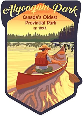 Die Cut naljepnica Algonquin Park, Ontario, scena kanua, kontura vinil naljepnica 3 do 6 inča
