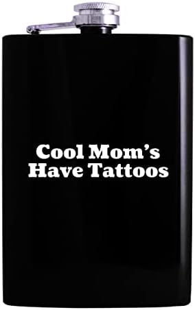 Cool Mama ima tetovaže - 8oz hip alkoholna pitka za piće, crna