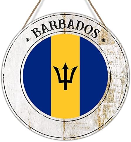 Barbados zastava Vješalica za dobrodošlicu Barbados Zastava Rustikalna seoska kuća Wood paleta zidni viseći znak Zemlja Suvenir Pločasti Drveni znak za dnevni boravak Kupaonica 12x12in