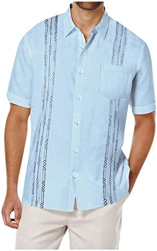 Muška Prozračna Štampana Pollover Moda Rever Plaža Za Odmor Bluze Slim Fit Havajska Kratka Rukava T Shirt