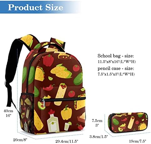 VBFOFBV putni ruksak, backpack laptop za žene muškarci, modni ruksak, meksička hrana taco pileći