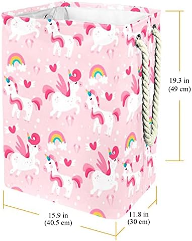 Nehomer Slatka ružičasta jednorog Baby uzorak veliko rublje kočiće vodootporno smapljivo odjeća košara za odjeću Igrač organizatora, kućni dekor za spavaću sobu kupaonica