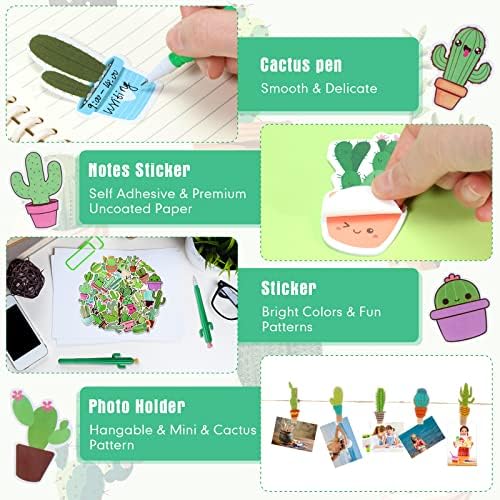 19 komada Kaktus olovke Kaktus uredski materijal Sticksy Notes Naljepnice Drveni prekrivač set, gel tinte Pens