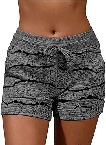 LCEPCY Womens Striped Atletic Shorts Ležerne prilike za kratke kratke hlače Ljetne elastične šarke