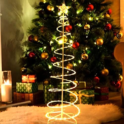 Svijetli toplo bijelo božićno spiralno drvo s daljinskim upravljačem za božićne ukrase na otvorenom,