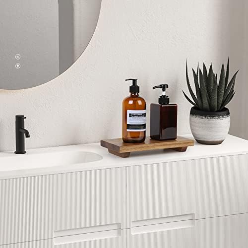 Mervagin rustikalna drvena postolje za postolje, sapun, sapun i biljni držač za sudoper kuhinje i kupaonice, ukrasna ladica za svijeće, boce, šminke i ručnike za goste - smeđe